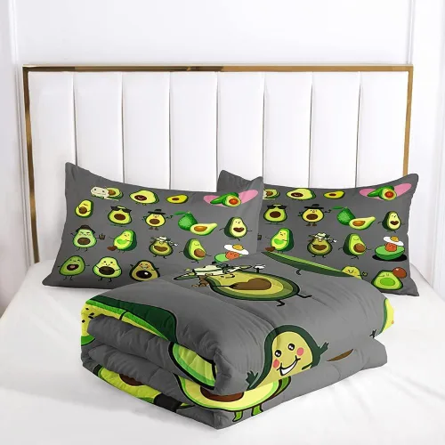 Miniatura 3 de Suncloris Bonito juego de edredón de aguacate de dibujos animados, varias formas de encantador patrón de aguacates para niños y adultos, edredón