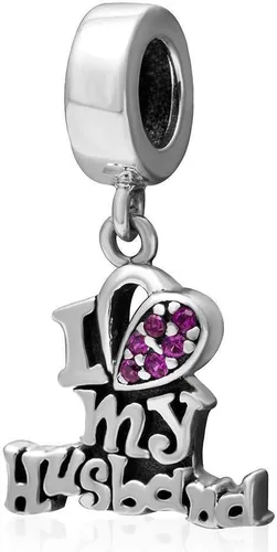 Miniatura 2 de Abalorio colgante de plata de ley 925 para regalo de Navidad, para pulseras (I Love My Husband)