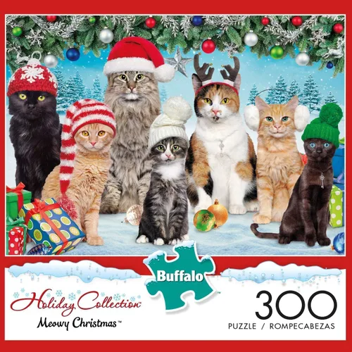 Miniatura 4 de Buffalo Games - Meowy Christmas - Rompecabezas navideño de 300 piezas - Rompecabezas colorido y festivo para adultos - Piezas cortadas