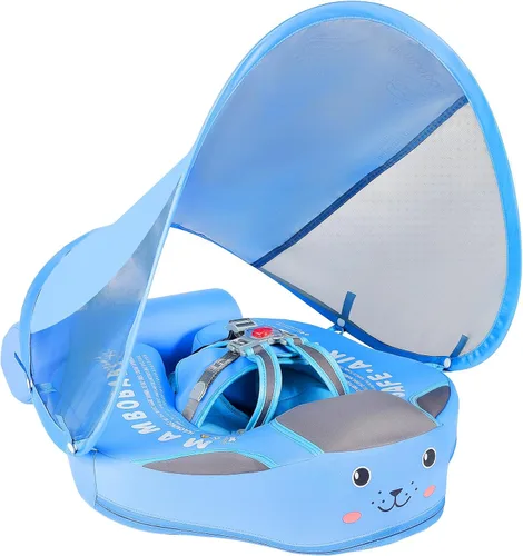 Miniatura 9 de Mambobaby - Flotador de piscina para bebé no inflable con cola y toldo, protección solar UPF 50+, sin volteo, flotador de natación para bebé