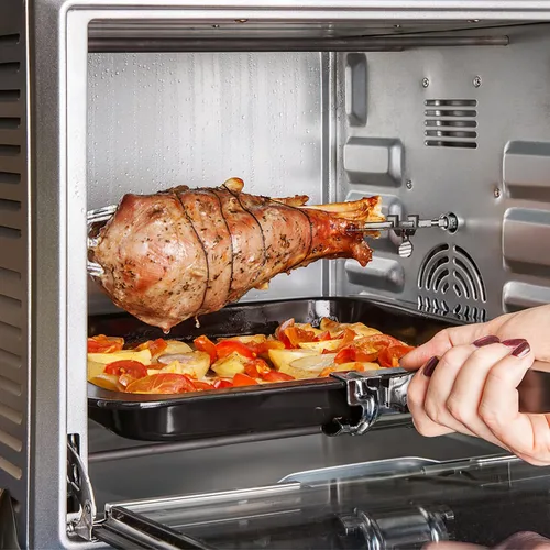 Miniatura 2 de DOITOOL Freidora de aire de acero inoxidable de 9.84 pulgadas, tenedor asador, parrilla de pollo asado universal, barra de asador para barbacoa