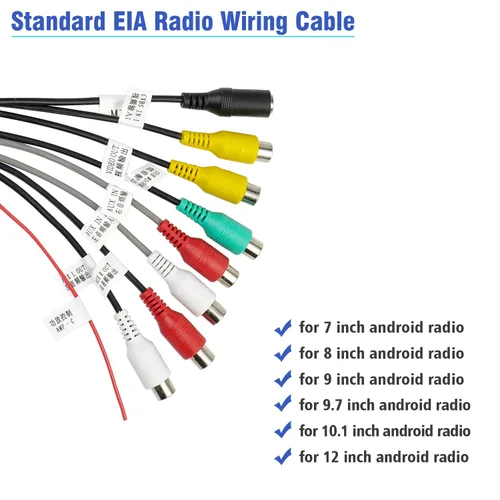 Miniatura 4 de Arnés de cableado para estéreo de coche Android de 20 pines RCA con 8 conectores RCA hembra de radio, ensamblaje de conectores de video CVBS AUX SUB