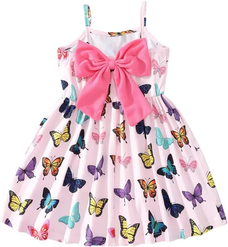 Miniatura 75 de Vestido de verano para niños pequeños, con diseño de dinosaurio, sin espalda, con lazo, vestido de playa de cumpleaños