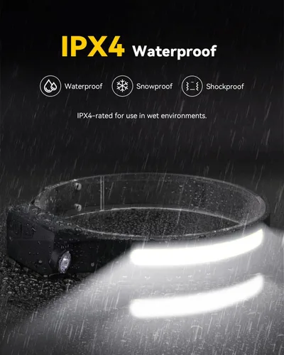 Miniatura 6 de Faros delanteros recargables con luz roja, paquete de 2, lámpara LED de haz ancho para adultos, faros para cabeza con sensor de movimiento, luz