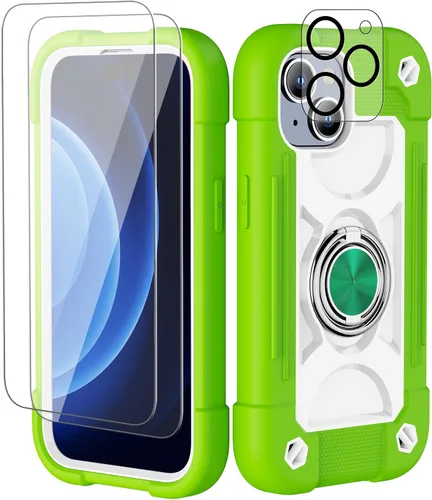 Miniatura 158 de Funda para iPhone 11 de 6.1 pulgadas con soporte de anillo, con 2 protectores de pantalla de vidrio, resistente a los golpes, resistente a