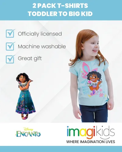 Miniatura 3 de Disney Classics - Paquete de 2 camisetas sin botones para niñas pequeñas y grandes (2T - 18-20)