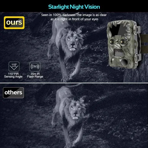 Miniatura 4 de Cámara de rastro de doble lente con visión nocturna Starlight 4K 20MP Wildlife Game Camera con 0.2s activado por movimiento IP66 impermeable cámara