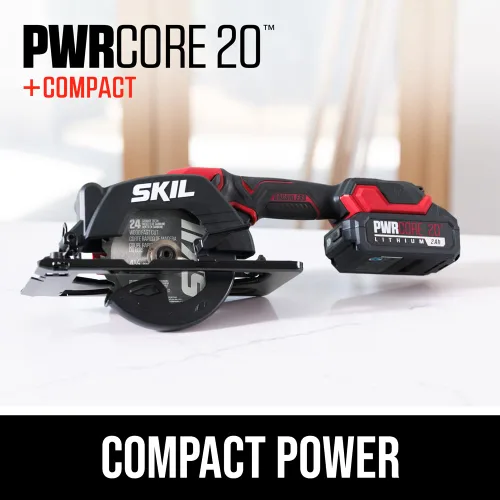 Miniatura 2 de Kit de sierra circular compacta y ligera de una mano SKIL PWRCORE 20 sin escobillas de 20 V, de 4-1/2 pulgadas, con hasta 6,000 RPM, incluye batería
