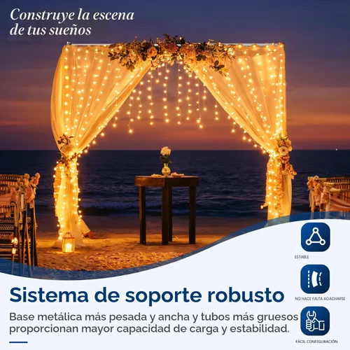 Miniatura 6 de Soporte de Telón de Fondo con Tubo y Tela, Marco Ajustable Resistente de 10x10 pies con Base de Metal, Soporte de Fondo para Fiestas, Fotografía