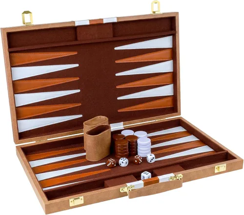 Miniatura 17 de Backgammon - Juego de 2 jugadores clásico de backgammon para adultos, juego de mesa con funda de piel sintética, portátil y juego de backgammon