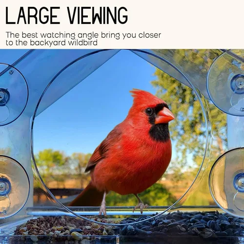 Miniatura 3 de Mrcrafts Comedero para pájaros de ventana para exteriores con ventosas fuertes, se adapta a cardenales, pinzones, carboneros, etc.