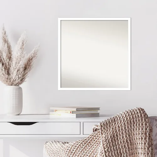Miniatura 755 de Amanti Art Espejo de baño blanco para sobre el fregadero, 32 x 45 pulgadas, espejo de tocador rectangular blanco esbelto, marco de madera moderno