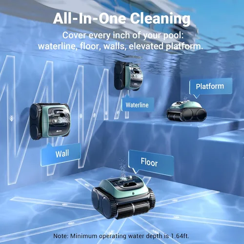 Miniatura 3 de (Actualización 2026) WINNY POOL CLEANER C1 para piscina enterrada y sobre el suelo, limpieza 4 en 1 de pared y línea de flotación de hasta 1,614