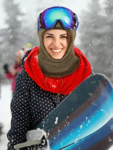 Miniatura 27 de Pasamontañas de punto calentador resistente al viento sombrero que cubre la cara para hombres mujeres forro polar deportes al aire libre