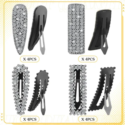 Miniatura 6 de Juexica 16 pinzas para el cabello con diamantes de imitación brillantes a presión, pasadores de diamante de cristal de 2.76 pulgadas, accesorios