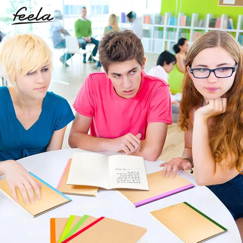 Miniatura 7 de feela Paquete de 16 cuadernos de composición a granel, con cubierta de papel kraft con rayas universitarias, diarios de viaje con espinas arcoíris