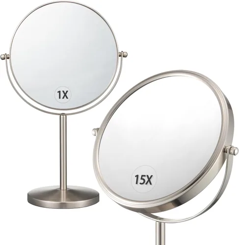 Miniatura 8 de ALHAKIN Espejo de maquillaje con aumento de 10x, espejo de mesa de 8 pulgadas de doble cara con aumento, espejo de maquillaje giratorio para baño