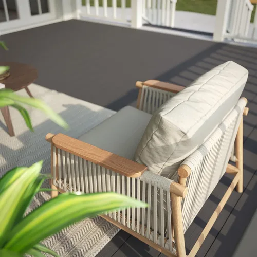 Miniatura 8 de Acanva Moderno sofá de aluminio para todo tipo de clima para patio al aire libre con cojines gruesos, tela de olefina, muebles de patio trasero