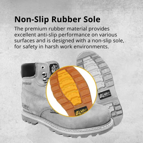 Miniatura 8 de Wolf Work Boot 100% Genuine Upper Leather Oil, Impact, Abrasion Resistant Electrical Hazards Non-Slip Rubber Sole Steel Toe Padded