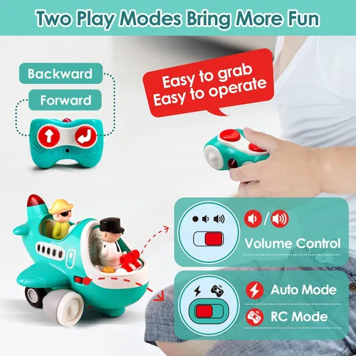 Miniatura 3 de iPlay, iLearn Juguetes de Avión para Bebés, Genial Avión de Control Remoto para Niños Pequeños de 2-3 años, Helicóptero Musical RC para Bebés