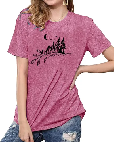 Miniatura 86 de Camisetas sin mangas de senderismo y montaña para mujer, divertidas camisetas de entrenamiento con gráficos de pino y amanecer, camisetas de verano