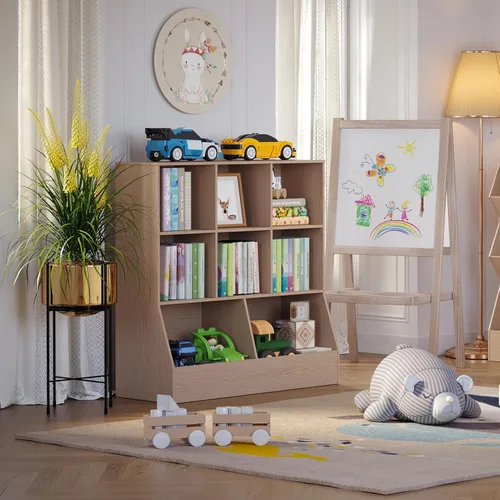 Miniatura 2 de DINZI LVJ Organizador de almacenamiento de juguetes, estantería para niños, gabinete de almacenamiento de juguetes de madera, estantería para niños