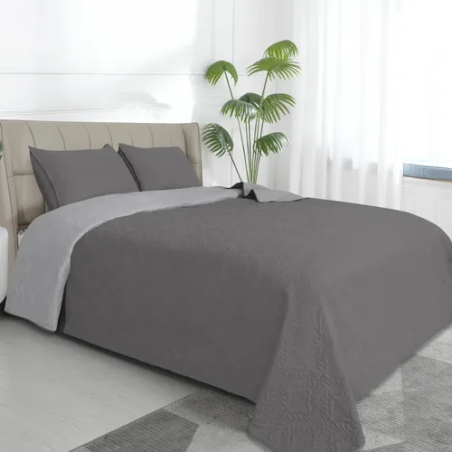 Miniatura 10 de Easy-Going - Juego de colcha reversible tamaño king con 1 colcha y 2 fundas de almohada, colcha de cama suave, edredón de microfibra liviano Gris
