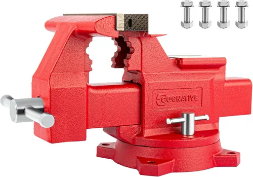 Miniatura 16 de UPG - Tornillo de banco mejorado de 5 pulgadas con tornillo de banco de hierro dúctil, tornillo de banco multiusos de 360° con yunque y pasadores