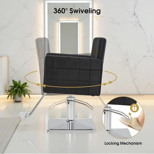 Miniatura 4 de Silla BarberPub para estilista de salón, silla de peluquería hidráulica, altura ajustable, cuero PVC, giro de 360 grados, barbería, salón en casa