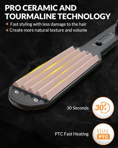 Miniatura 6 de Engarzadora de cabello para dar volumen, peinado esponjoso, plancha de pelo con placas de cerámica, herramienta de prensado para mujeres y niñas