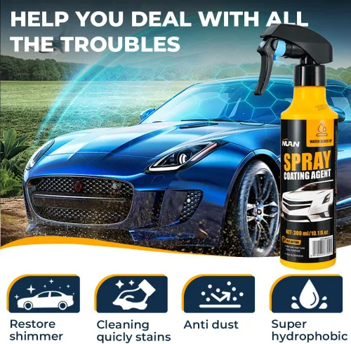 Miniatura 2 de NUAN 2-Pack Nano recubrimiento cerámico hidrofóbico, kit de aerosol de revestimiento para coche de 300ml, protección de pintura automotriz fácil