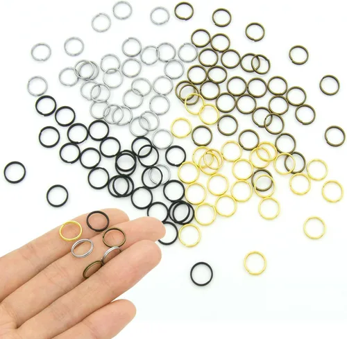 Miniatura 22 de 200 piezas de mini anillo de salto dividido de 0.394 pulgadas con doble bucles, pequeños anillos redondos de metal negro, conectores para hacer