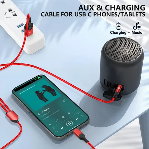 Miniatura 3 de Cable USB C a 3.5mm Aux con Cargador, Cable Estéreo Aux USB C a 3.5mm de 2 en 1 para Coche con Carga PD de 18W Compatible con iPhone 17/16/16e/15