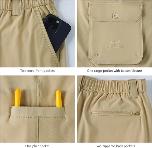 Miniatura 4 de BASSDASH Pantalones cargo de pesca para hombre, resistentes al agua, de secado rápido, ligeros, UPF 50+ para senderismo al aire libre, pantalones