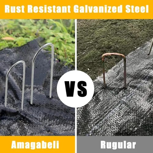 Miniatura 3 de 150 grapas de paisaje, estacas de jardín de 6 pulgadas, grapas de jardín de calibre 12, pasadores en forma de U resistentes galvanizados, estacas