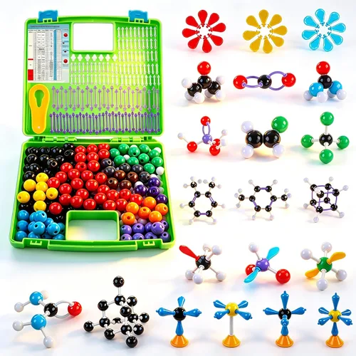 EXBEPE - Kit de 406 piezas de modelo molecular de química, juego de construcción de moléculas orgánicas e inorgánicas, suministros educativos de