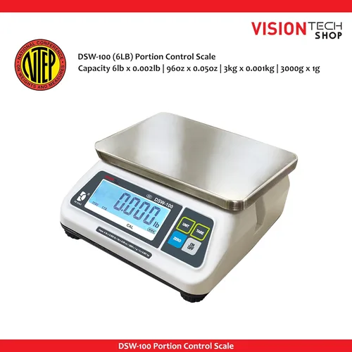 Miniatura 4 de VisionTechShop DSW-100 Báscula de alimentos para porciones con pantalla LCD doble, placa de acero inoxidable, capacidad de 6 libras, legibilidad