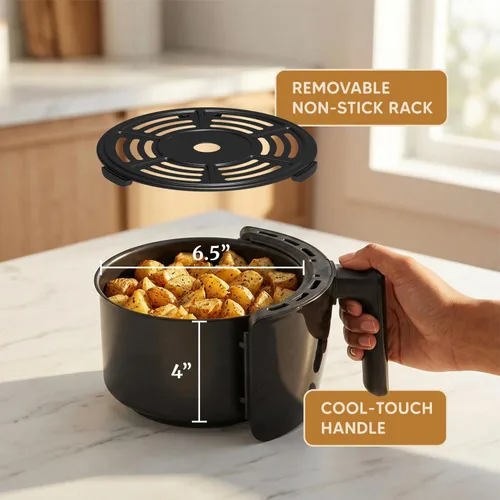 Miniatura 6 de Elite Gourmet EAF2612D Freidora de aire caliente personal de 2.1 cuartos de galón, compacta para ahorrar espacio, programable, cocina saludable sin