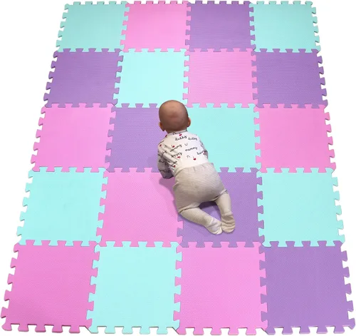 Miniatura 24 de YIMINYUER Alfombra de juego para bebé, 20 piezas de rompecabezas de espuma EVA suave para ejercicio y yoga, alfombrilla no tóxica portátil para sala