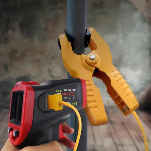 Miniatura 3 de Termómetro infrarrojo IR láser pistola de temperatura 58 ° ~ 1562 °F con termopar tipo K y abrazadera de plomo, termómetro digital con abrazadera