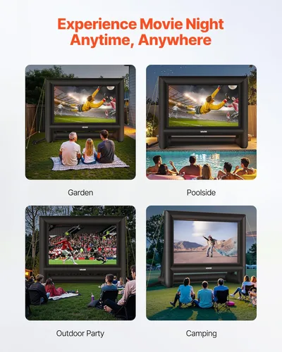 Miniatura 6 de VEVOR Pantalla de cine inflable de 14 pies, pantalla de proyector inflable con bolsa de almacenamiento portátil, proyección de película fácil