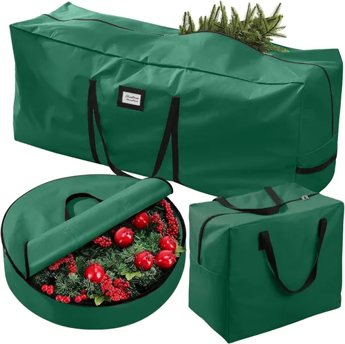 Miniatura 8 de Paquete de 3 bolsas de almacenamiento para árbol de Navidad, para árboles artificiales de hasta 7.5 pies, duraderas e impermeables con asas de Gris