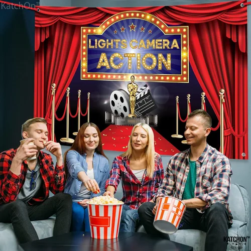 Miniatura 3 de KatchOn, Fondo de acción para cámara con luces XtraLarge - 72 x 44 pulgadas Decoración de fiesta temática de película Decoraciones de fiesta