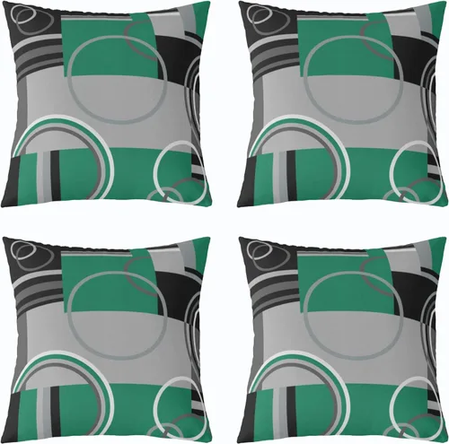 Miniatura 17 de Fundas de almohada geométricas modernas con rayas en rojo, marrón y negro, diseño retro de círculos y remolinos, juego de 4 fundas de almohada de 16