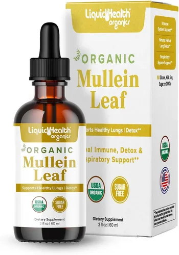 LIQUIDHEALTH USDA - Gotas de extracto de hoja de gordolobo orgánico para pulmones – Gotas limpiadoras de hierbas para fumadores, apoyo inmunológico,