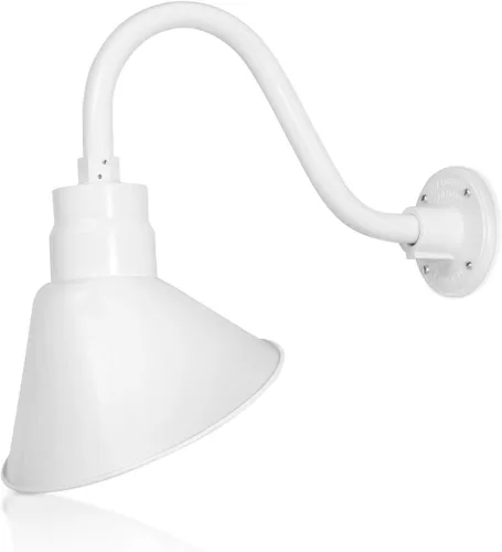 Miniatura 44 de Lámpara de señal de cuello de cisne con pantalla angular negra satinada de 10 pulgadas con brazo de extensión largo de 22 pulgadas, aplique de pared