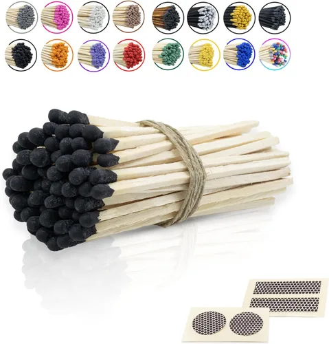 Cerillos de madera de repuesto de 4" de largo con etiquetas adhesivas - Cerillas de seguridad al por mayor a granel sueltas de Chandler Studio (50