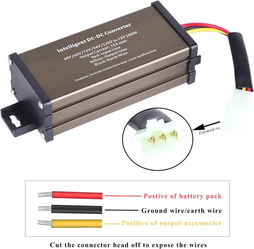 Miniatura 2 de Pro Chaser DC-DC 120V 108V 96V 84V 72V 60V 48V Voltaje a 12V reductor de voltaje reductor de voltaje reductor de voltaje 180W 15A para scooters