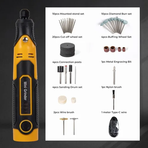 Miniatura 3 de Herramienta Rotatoria Inalámbrica de 3.6V, Mini Herramienta Esmeriladora, Taladro de Resina Kit de Accesorios de 55 Piezas