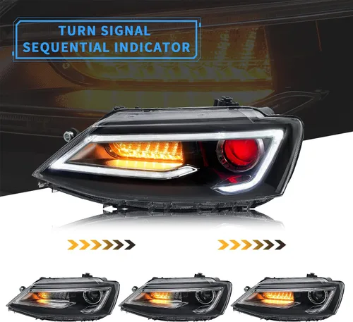 Miniatura 3 de VLAND Faros delanteros de proyector compatibles con Je-tta 2012-2018 (no compatible con TDI Wagon) Demon Eyes+Swithchback, necesita bombillas